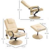easycomfort easycomfort poltrona relax con pouf poggiapiedi reclinabile a 145 con 10 punti massaggio e telecomando in finta pelle crema