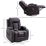 easycomfort easycomfort poltrona relax massaggiante e riscaldata con telecomando 85x94x104cm finta pelle marrone