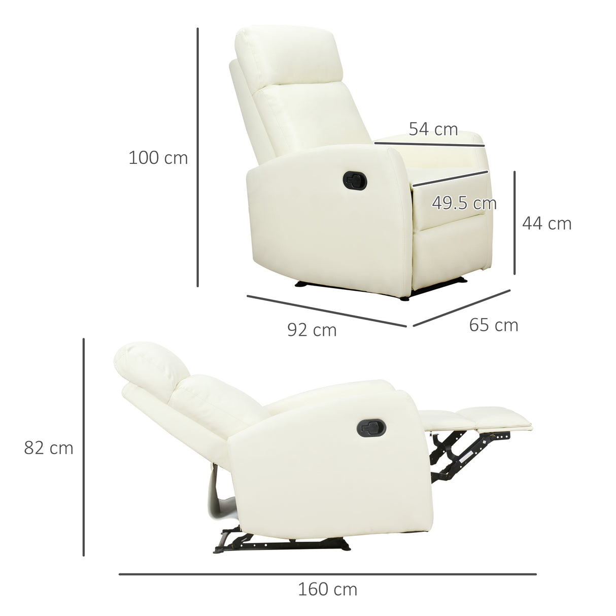 easycomfort easycomfort poltrona relax reclinabile 165 con poggiapiedi regolabile ergonomica in pelle pu 65 92 100cm crema ean 8055776911489