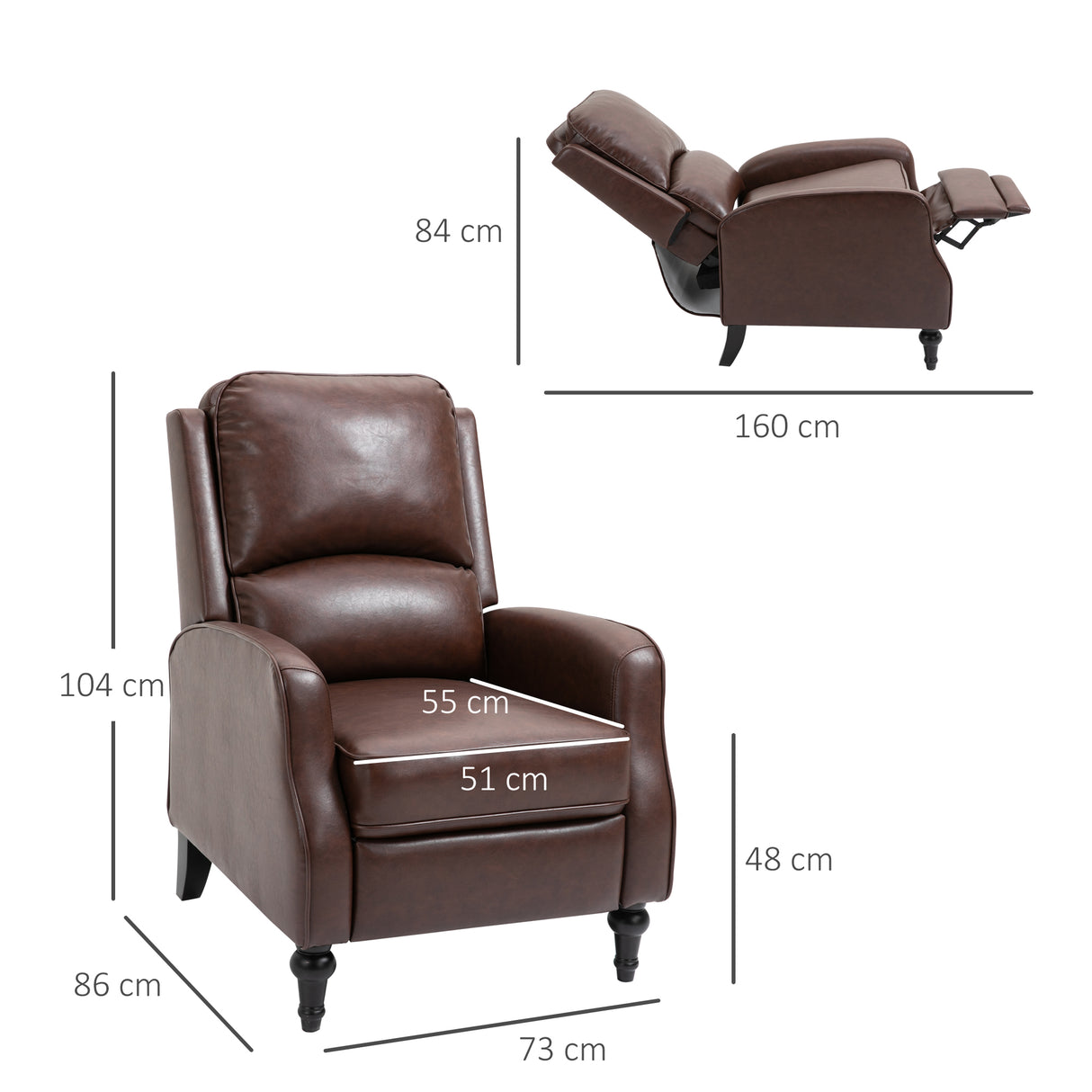 easycomfort easycomfort poltrona relax reclinabile 90 e 150 manuale per tv soggiorno camera design moderno in pelle 73x86x104cm ean 8055776911946