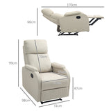 easycomfort easycomfort poltrona relax reclinabile manuale con poggiapiedi in tessuto e imbottitura spessa beige