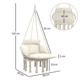 easycomfort easycomfort poltrona sospesa in stile boho con cuscino in acciaio cotone e poliestere 80x60x40 cm bianco crema