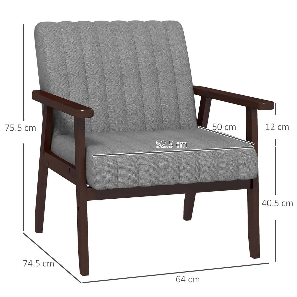 easycomfort easycomfort poltroncina da camera moderna imbottita in tessuto e legno con cuciture tubolari grigio