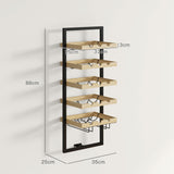 easycomfort easycomfort portabottiglie da parete in legno e acciaio per 15 bottiglie di vino e 4 calici 35x25x86cm