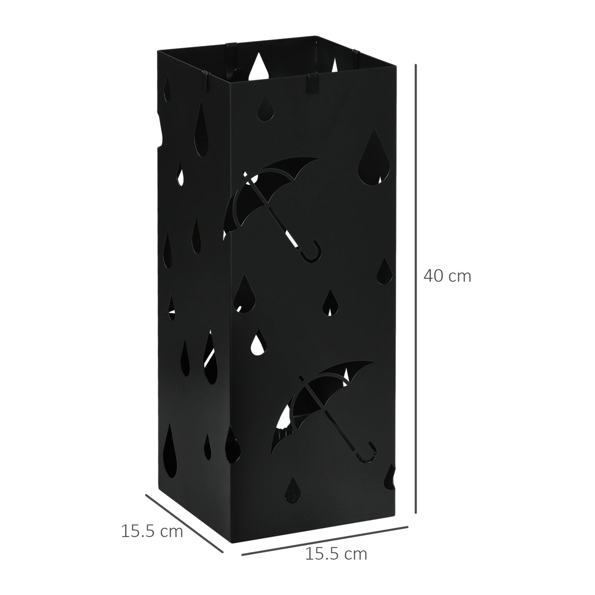 easycomfort easycomfort portaombrelli in metallo con 4 ganci e vaschetta raccogligocce 15 5x15 5x41cm nero