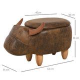 easycomfort easycomfort pouf contenitore a forma di bufalo pouf moderno da salotto sgabello poggiapiedi struttura in legno seduta imbottita 62x35x36cm marrone