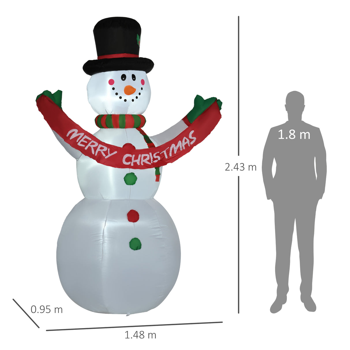 easycomfort easycomfort pupazzo di neve gonfiabile gigante alto 243cm con luci a led decorazione da esterno o giardino
