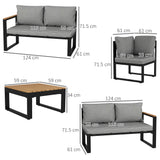 easycomfort easycomfort salotto da giardino con 2 divanetti seduta angolare e tavolino con piano a doghe grigio