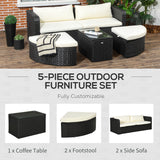 easycomfort easycomfort salotto da giardino con 2 poltrone e 2 poggiapiedi in rattan pe tavolino in vetro nero
