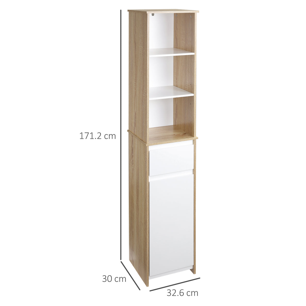 easycomfort easycomfort scaffale bagno salvaspazio in legno mobiletto a colonna con ripiani armadietto e cassetto bianco 32 6x30x171 2cm