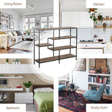 easycomfort easycomfort scaffale libreria asimmetrica in stile industriale in legno e metallo nero 120x32x95cm ean 8054144130903