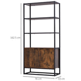 easycomfort easycomfort scaffale libreria in stile vintage con 3 ripiani 1 armadietto in legno e telaio in metallo nero 76x33x162 5cm ean 8054144136066
