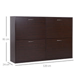easycomfort easycomfort scarpiera salvaspazio da 24 paia con mensole regolabili e 4 cassetti in legno 120x24x81cm marrone