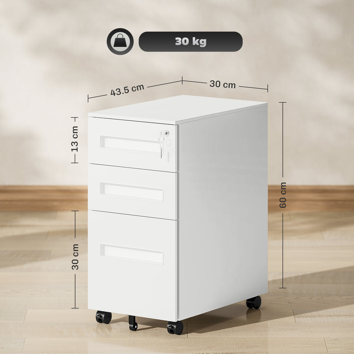easycomfort easycomfort schedario portadocumenti in acciaio a 5 ruote con 2 cassetti e vassoio portapenne 30x43 5x60 cm bianco