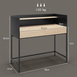easycomfort easycomfort scrivania 2 cassetti con ripiano superiore in legno e acciaio 106x51 5x102 5 cm nero e color quercia