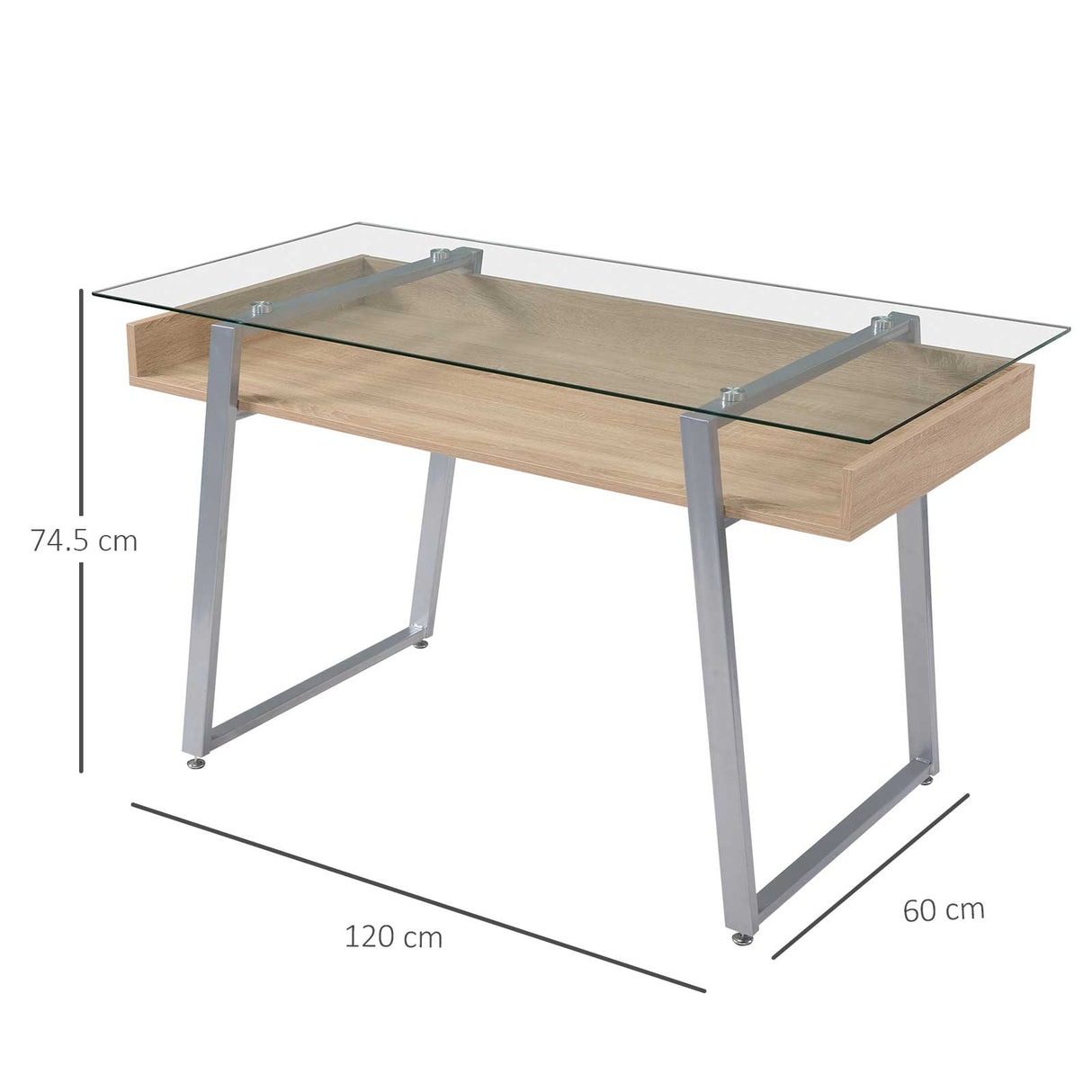 easycomfort easycomfort scrivania da computer di design con piano in vetro temperato di 9mm e telaio in legno e acciaio per casa ufficio ean 8055776910307