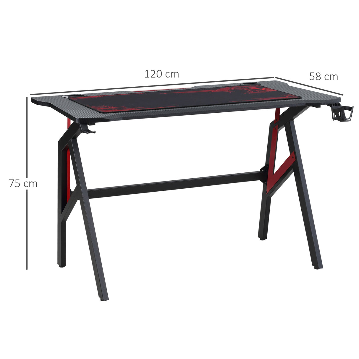 immagine-3-easycomfort-easycomfort-scrivania-gaming-moderna-con-tappetino-mouse-maxi-e-accessori-120x58x75cm-rosso-e-nero
