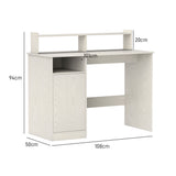 easycomfort easycomfort scrivania moderna con supporto per monitor armadietto e ripiani 108x50x94 cm crema