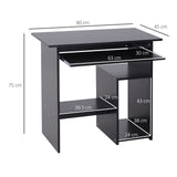 easycomfort easycomfort scrivania pc moderna in legno con ripiano per cpu e spazio per tastiera estraibile 80x45x75 cm nero