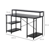 easycomfort easycomfort scrivania per computer con ripiani per monitor e cpu scrivania da ufficio per casa studio e lavoro nera 140 x 60 x 93cm ean 8054144131405