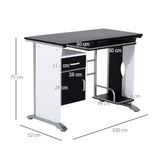 easycomfort easycomfort scrivania per computer con ripiano cassetto e armadietto in mdf e ferro 100x52x75 cm bianca e nera