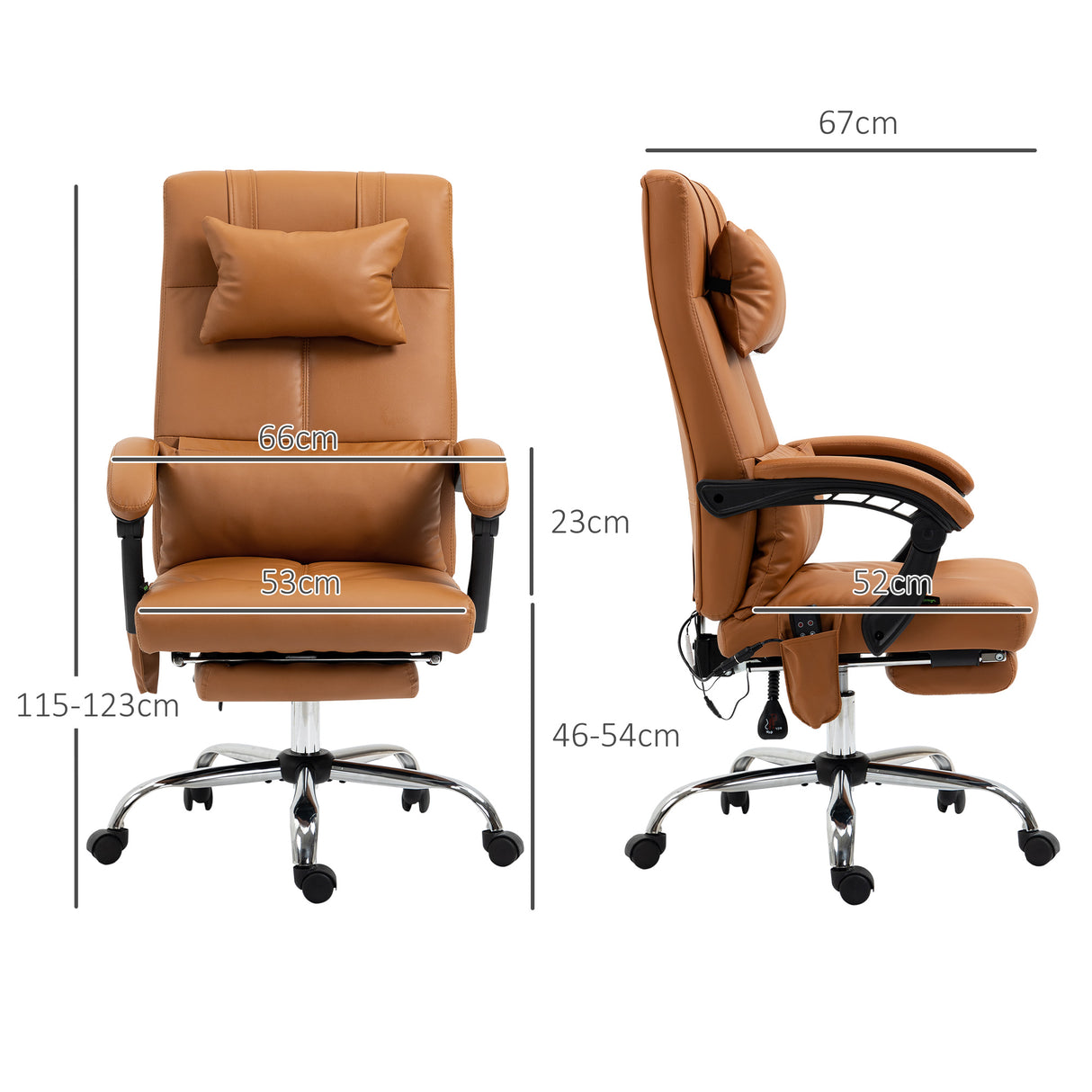 easycomfort easycomfort sedia massaggiante ad altezza regolabile con poggiapiedi in finta pelle 66x67x115 123 cm marrone chiaro