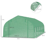 easycomfort easycomfort serra da giardino a tunnel 8x3x2m in pe e acciaio con porta avvolgibile e finestre verde