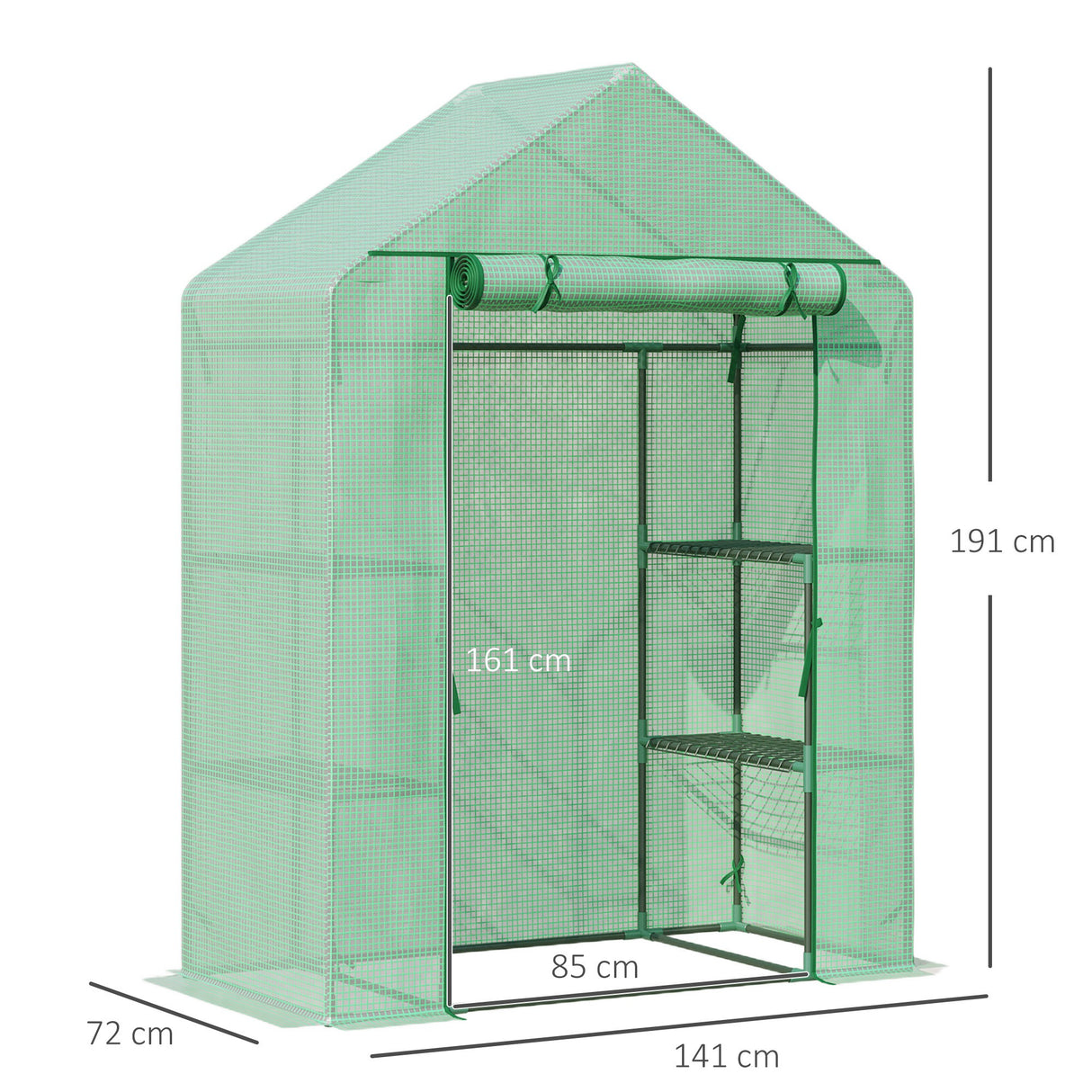 easycomfort easycomfort serra da giardino in acciaio e plastica pe con 4 ripiani funi e picchetti 141x72x191 cm verde