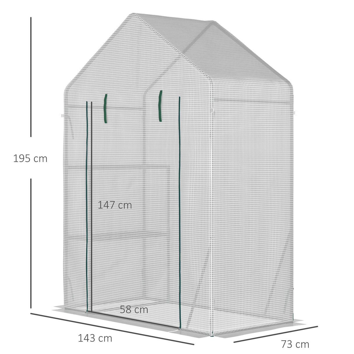 easycomfort easycomfort serra da giardino in pe e acciaio per esterni con 2 scaffali e porta avvolgibile 143x73x195 cm bianco