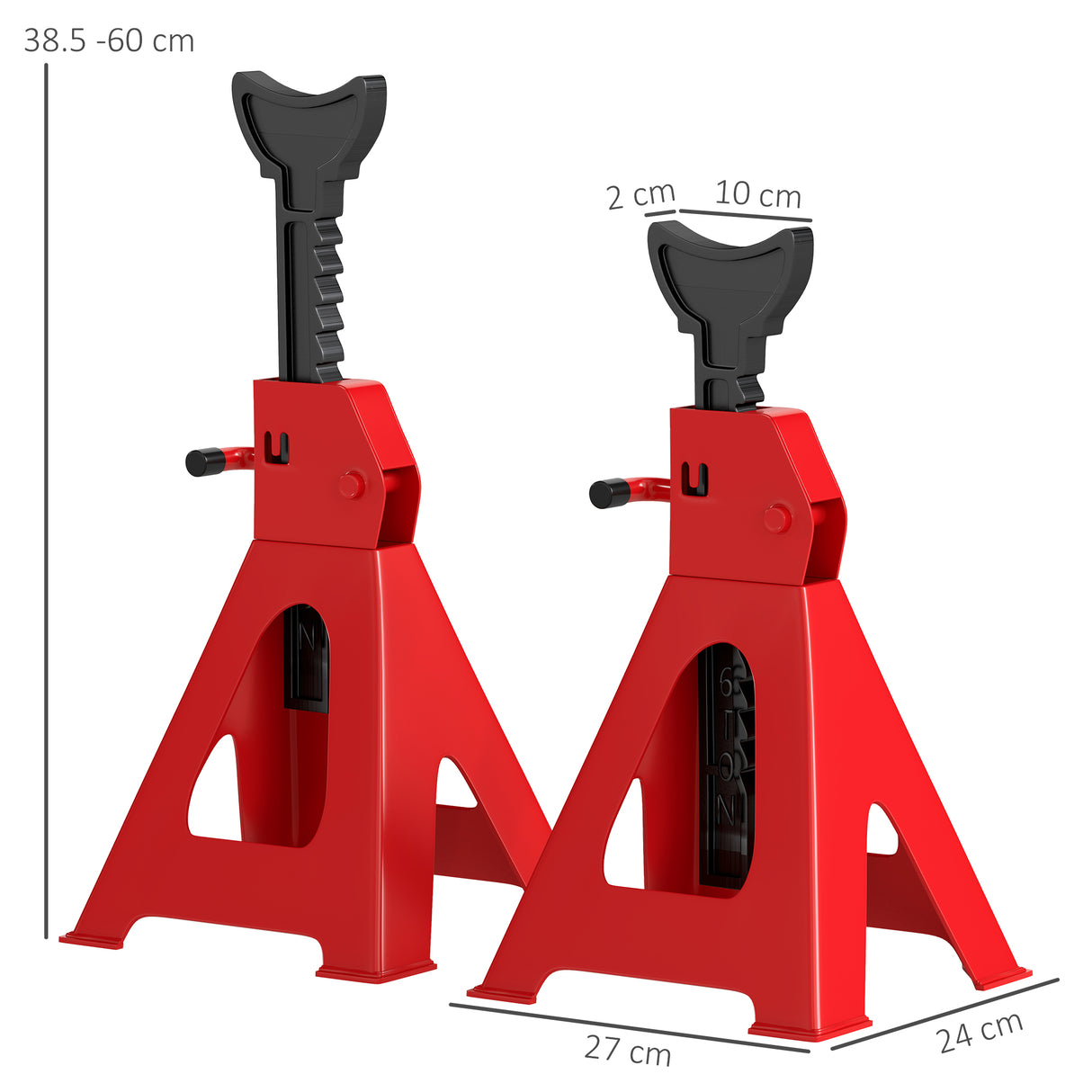easycomfort easycomfort set 2 cavalletti auto da 6 tonnellate regolabili da 38 5 60 cm acciaio al carbonio e ghisa rosso