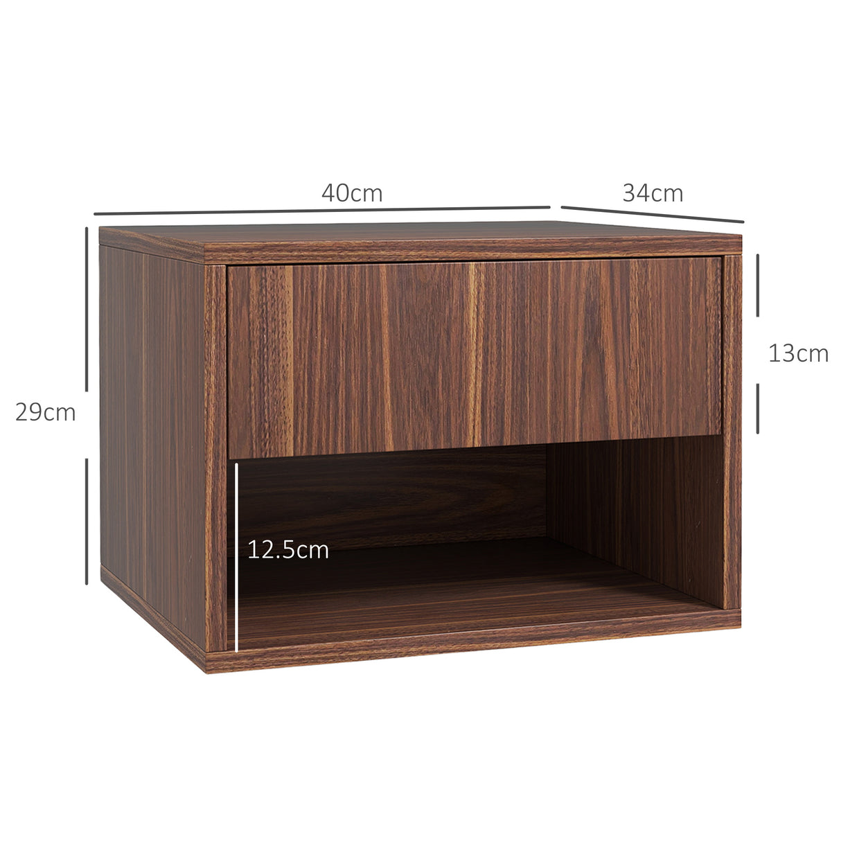 easycomfort easycomfort set 2 comodini sospesi con cassetto e ripiano inferiore aperto in legno 40x34x29 cm marrone