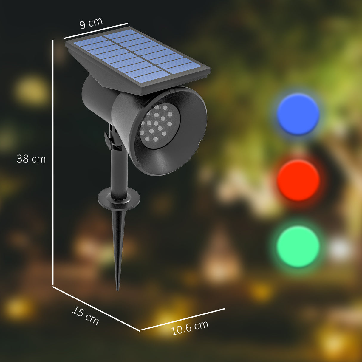 easycomfort easycomfort set 2 luci da giardino solari rgb con 2 modalita di illuminazione in pp e pc 10 6x15x38 cm nero