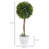 easycomfort easycomfort set 2 piante artificiali verdi a sfera con fiori di lavanda e vaso con muschio e cemento 24x60 cm