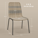 easycomfort easycomfort set 2 sedie da giardino e interno stile boho con schienale basso e rivestimento in rattan pe giallo