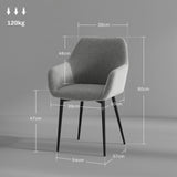 easycomfort easycomfort set 2 sedie da pranzo nordiche imbottite con braccioli ricurvi in tessuto effetto velluto 54x57x80 cm grigio scuro