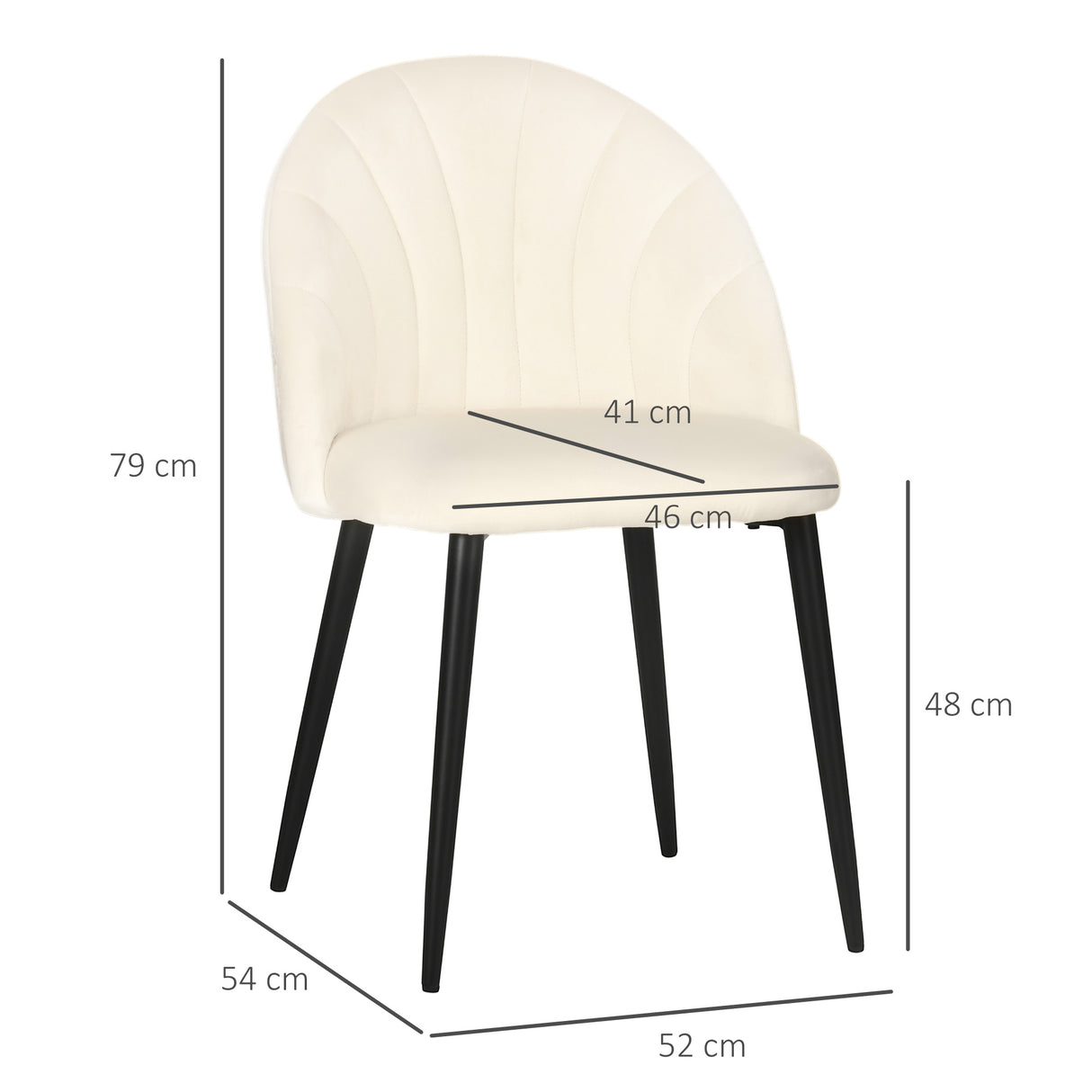 easycomfort easycomfort set 2 sedie da salotto e sala da pranzo imbottite in metallo e tessuto effetto velluto beige 52x54x79 cm