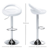 easycomfort easycomfort set 2 sgabelli da bar girevoli con poggiapiedi altezza regolabile base in acciaio seduta in abs bianco