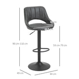 easycomfort easycomfort set 2 sgabelli da bar girevoli con schienale e poggiapiedi sgabelli alti moderni con altezza regolabile base in metallo seduta finta pelle grigia 44x49x90 110cm