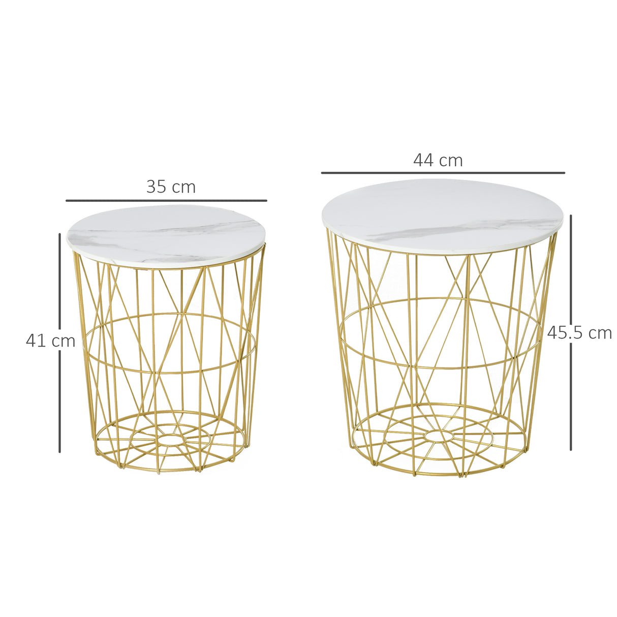 easycomfort easycomfort set 2 tavolini da salotto moderni impilabili con ripiano rimovibile tavolino da caffe con contenitore per soggiorno e camera bianco oro