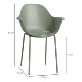 easycomfort easycomfort set 4 sedie da giardino con piedini antiscivolo in pp e acciaio 59x55x84 cm verde