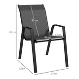 easycomfort easycomfort set 4 sedie da giardino impilabili con braccioli in rattan pe e acciaio grigio