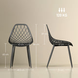 easycomfort easycomfort set 4 sedie da pranzo moderne con schienale traforato in plastica e gambe in metallo nero