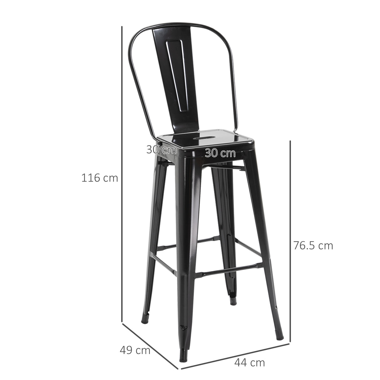 easycomfort easycomfort set 4 sgabelli da bar impilabile sedie alti da cucina in metallo con schienale rimovibile design industriale con poggiapiedi 44x49x116cm nero ean 8055776913988