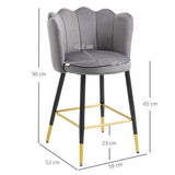 easycomfort easycomfort set da 2 sgabelli da bar vellutati con poggiapiedi e base in acciaio 59x52x90cm grigio