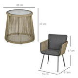 easycomfort easycomfort set da esterno con tavolino in vetro e 2 sedie da giardino in rattan stile boho caffe