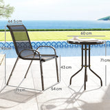 easycomfort easycomfort set da giardino 3 pezzi con 2 sedie da giardino 54x71x93 cm e tavolino rotondo 60x71 cm in acciaio nero