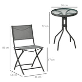 easycomfort easycomfort set da giardino 3 pezzi in acciaio con 2 sedie pieghevoli in tessuto traspirante e tavolo rotondo