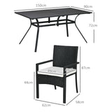 easycomfort easycomfort set da giardino 7 pezzi in rattan pe con tavolo da pranzo 150x90x72 cm e 6 sedie 58x62x87 cm con cuscini
