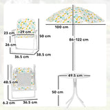 easycomfort easycomfort set da giardino per bambini 2 5 anni con tavolino rotondo 2 sedie pieghevoli e un ombrellone bianco