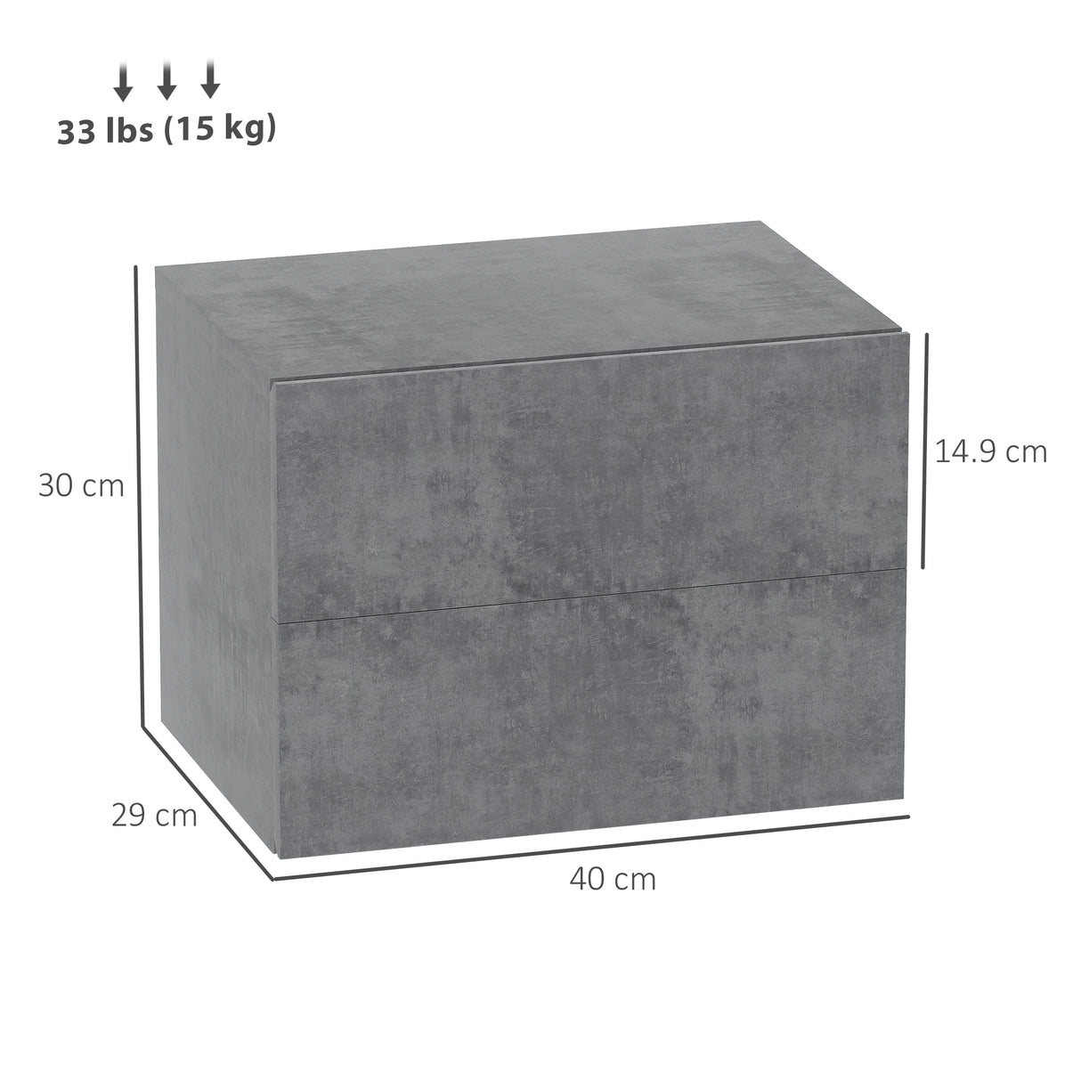 easycomfort easycomfort set di 2 comodini sospesi con 2 cassetti moderni e salvaspazio 40x29x30 cm grigio cemento